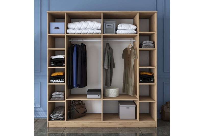 Garderob Jaidul 180x190,8 cm Brun/Vit - Hanah Home - Förvaring - Garderober & garderobssystem