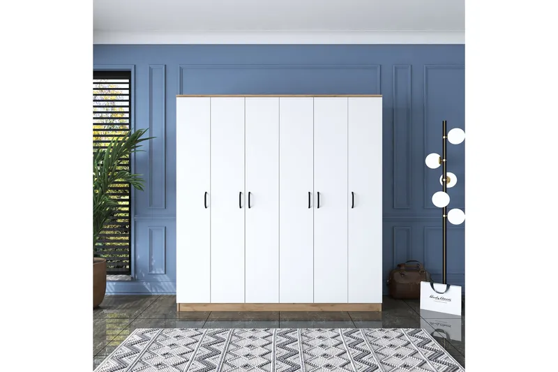 Jaidul Garderob 180x190,8 cm Brun/Vit - Hanah Home - Förvaring - Garderober & garderobssystem