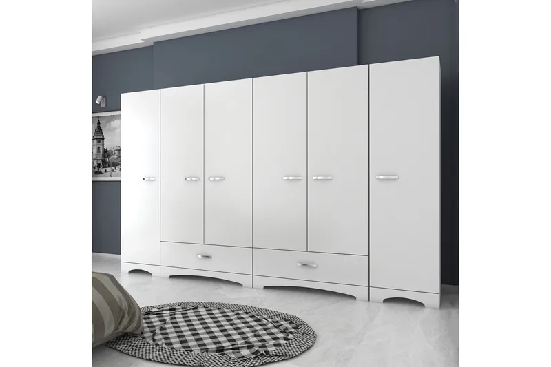 Jaitun Garderob 243x181 cm Vit - Hanah Home - Förvaring - Garderober & garderobssystem