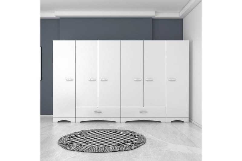 Garderob Jaitun 243x181 cm Vit - Hanah Home - Förvaring - Garderober & garderobssystem