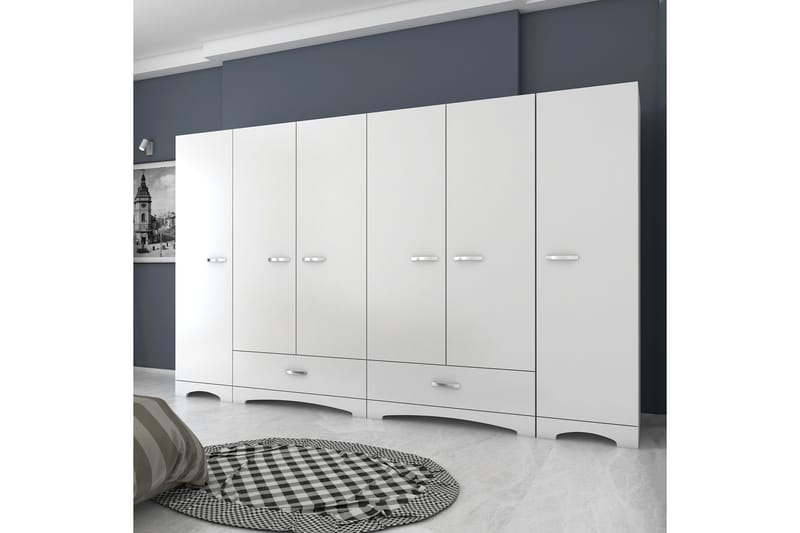 Garderob Jaitun 243x181 cm Vit - Hanah Home - Förvaring - Garderober & garderobssystem