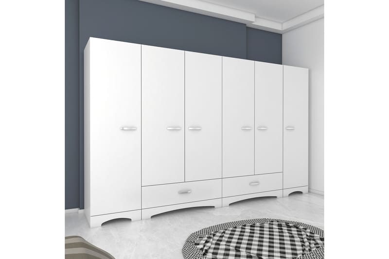 Garderob Jaitun 243x181 cm Vit - Hanah Home - Förvaring - Garderober & garderobssystem