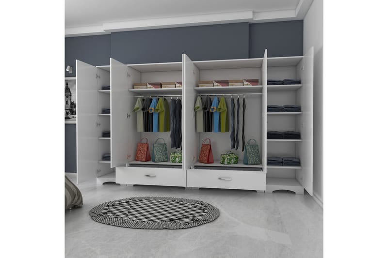 Garderob Jaitun 243x181 cm Vit - Hanah Home - Garderober & garderobssystem - Garderobsskåp