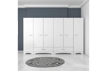 Jaitun Garderob 243x181 cm Vit - Hanah Home - Förvaring - Garderober & garderobssystem