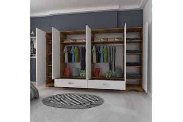 Garderob Jaitun 243x181 cm Vit/Brun - Hanah Home - Förvaring - Garderober & garderobssystem