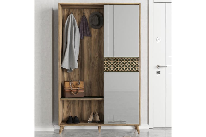Garderob Jospeh med Spegel - Valnöt - Garderober & garderobssystem