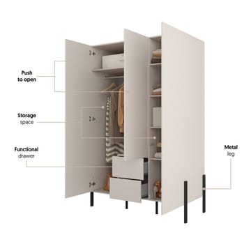 Garderob Jukon S 3 Dörrar med 2 Lådor - Förvaring - Garderober & garderobssystem