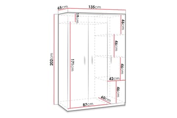 Garderob Julissa LED-belysning - Ek - Förvaring - Garderober & garderobssystem