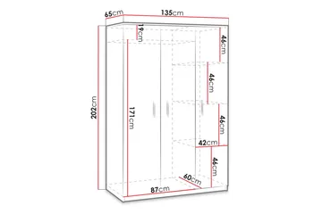 Garderob Julissa LED-belysning - Vit - Förvaring - Garderober & garderobssystem
