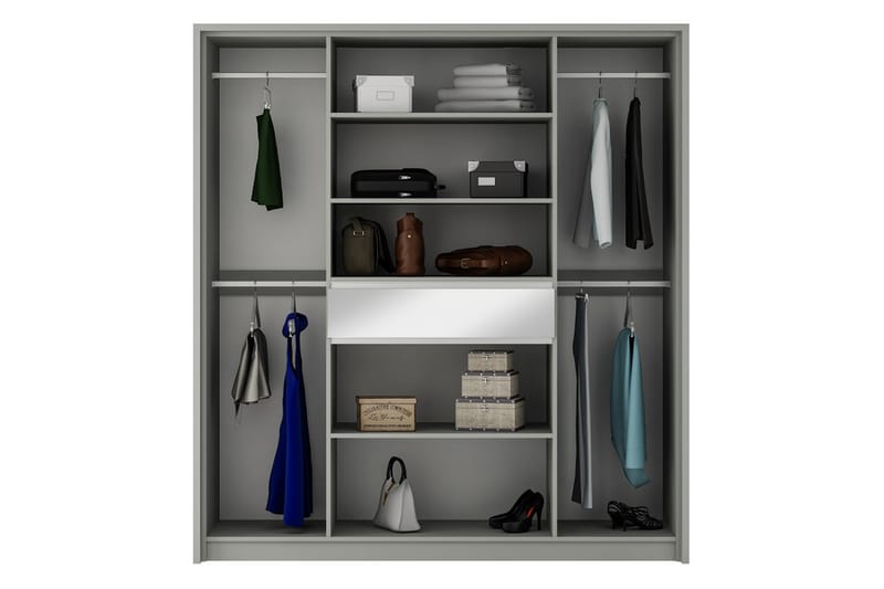 Garderob Karaga med Spegel 200 cm - Vit - Garderober & garderobssystem