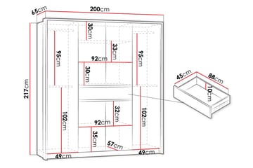 Garderob Karaga med Spegel 200 cm - Vit - Förvaring - Garderober & garderobssystem