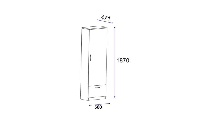 Garderob Kleoo 50x187 cm Antracit - Hanah Home - Garderober & garderobssystem - Garderobsskåp