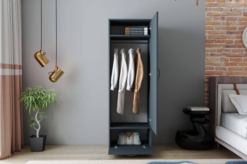 Garderob Kleoo 50x187 cm Antracit - Hanah Home - Garderober & garderobssystem - Garderobsskåp