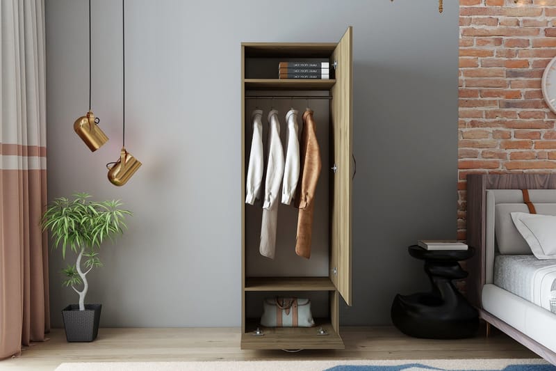 Garderob Kleoo 50x187 cm Brun - Hanah Home - Garderober & garderobssystem - Garderobsskåp