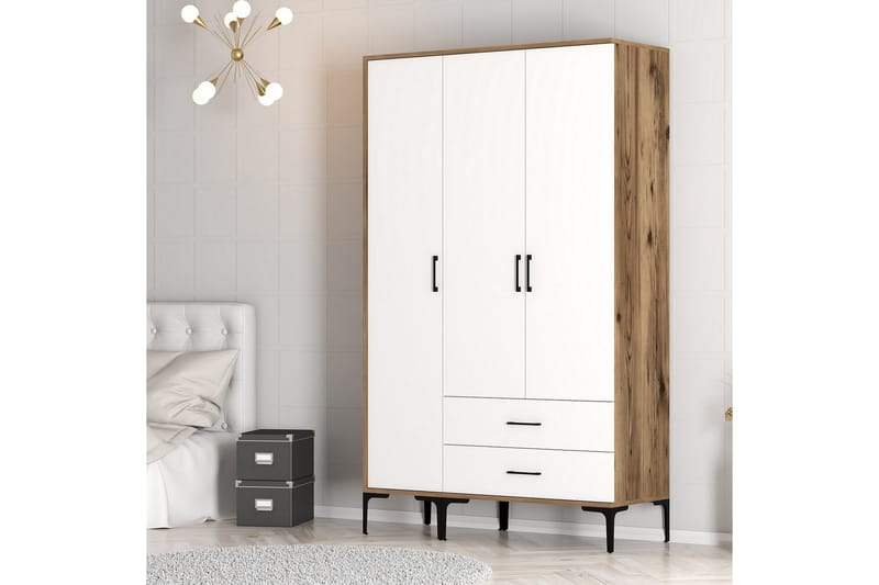 Garderob Kumsal 120 cm - Brun/Vit - Förvaring - Garderober & garderobssystem