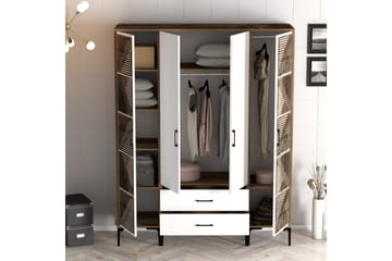 Garderob Kumsal 160 cm - Vit/Brun - Förvaring - Garderober & garderobssystem