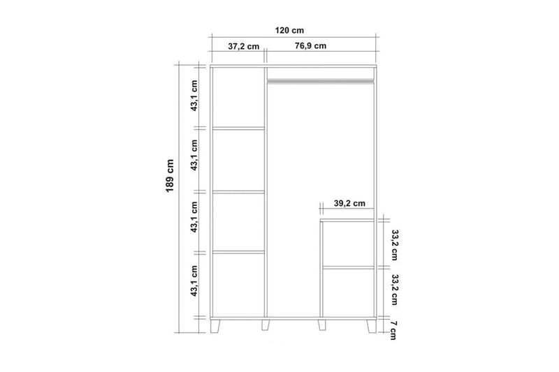 Garderob Leva 120x189 cm Brun/Vit - Hanah Home - Garderober & garderobssystem - Garderobsskåp