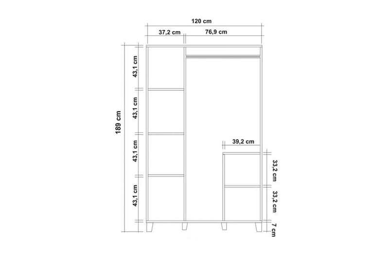 Leva Garderob 120x189 cm Brun/Vit - Hanah Home - Förvaring - Garderober & garderobssystem
