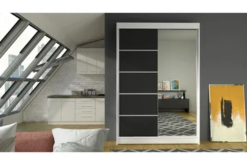Garderob Lino LED-belysning - Vit/Svart - Förvaring - Garderober & garderobssystem
