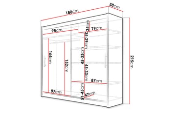 Garderob London 180 cm Skjutdörrar - Beige/Trä/Natur - Förvaring - Garderober & garderobssystem