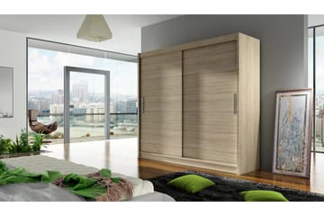 Garderob London 180 cm Skjutdörrar - Beige/Trä/Natur - Förvaring - Garderober & garderobssystem