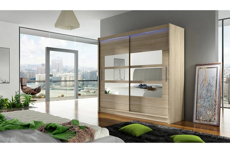 Garderob London 180x57x215 cm - Beige - Förvaring - Garderober & garderobssystem