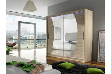 Garderob London 180x57x215 cm - Beige|Vit - Förvaring - Garderober & garderobssystem