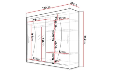 Garderob London 180x57x215 cm - Beige|Vit - Förvaring - Garderober & garderobssystem