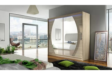 Garderob London 180x57x215 cm - Beige|Vit - Förvaring - Garderober & garderobssystem