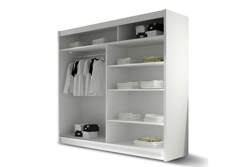Garderob London 180x57x215 cm - Beige|Vit - Förvaring - Garderober & garderobssystem