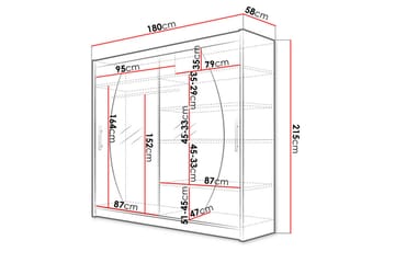Garderob London 180x57x215 cm - Beige|Vit - Förvaring - Garderober & garderobssystem