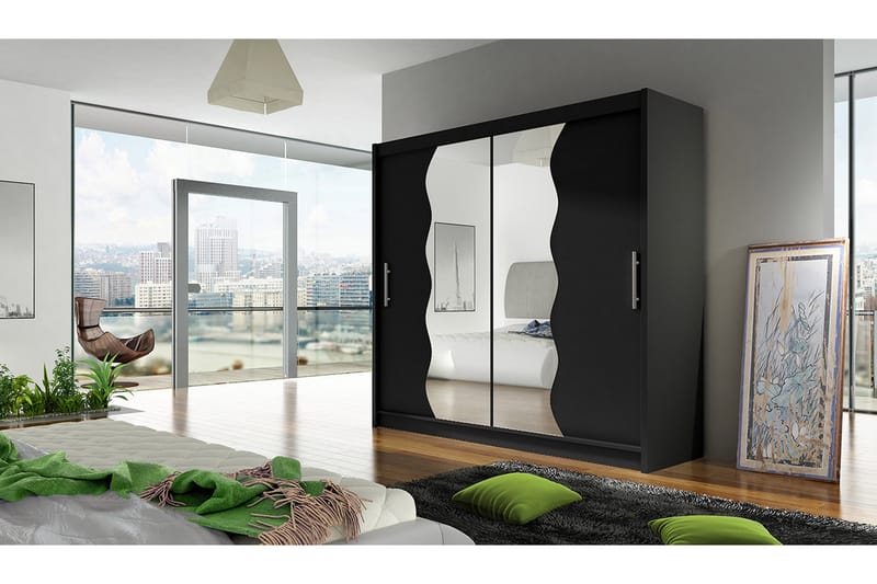 Garderob London 180x57x215 cm - Svart - Förvaring - Garderober & garderobssystem