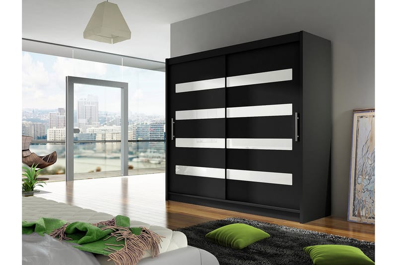 Garderob London 180x57x215 cm - Svart - Förvaring - Garderober & garderobssystem