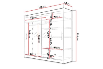 Garderob London 180x57x215 cm - Vit - Förvaring - Garderober & garderobssystem