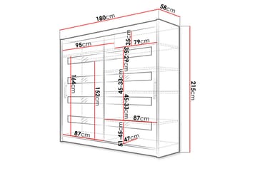Garderob London 180x57x215 cm - Vit/Svart - Förvaring - Garderober & garderobssystem