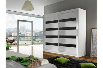 Garderob London 180x57x215 cm - Vit/Svart - Förvaring - Garderober & garderobssystem