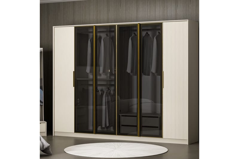 Garderob Luxe 270 cm - Guld/Vit - Garderober & garderobssystem - Garderobsskåp