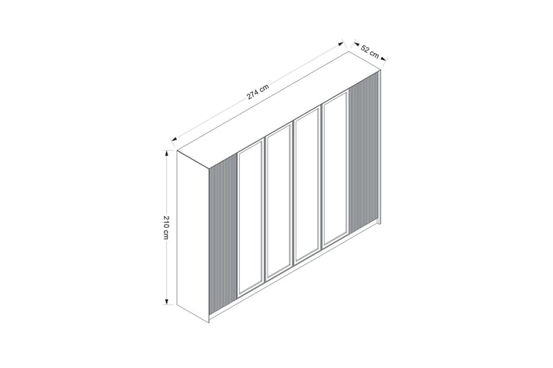 Garderob Luxe 270 cm - Guld/Vit - Garderober & garderobssystem - Garderobsskåp