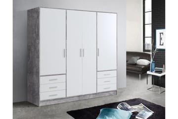 Garderob Lyoth 207 cm - Grå|Vit - Förvaring - Garderober & garderobssystem