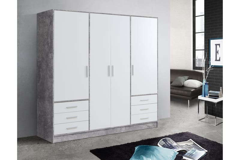 Garderob Lyoth 207 cm - Grå|Vit - Förvaring - Garderober & garderobssystem