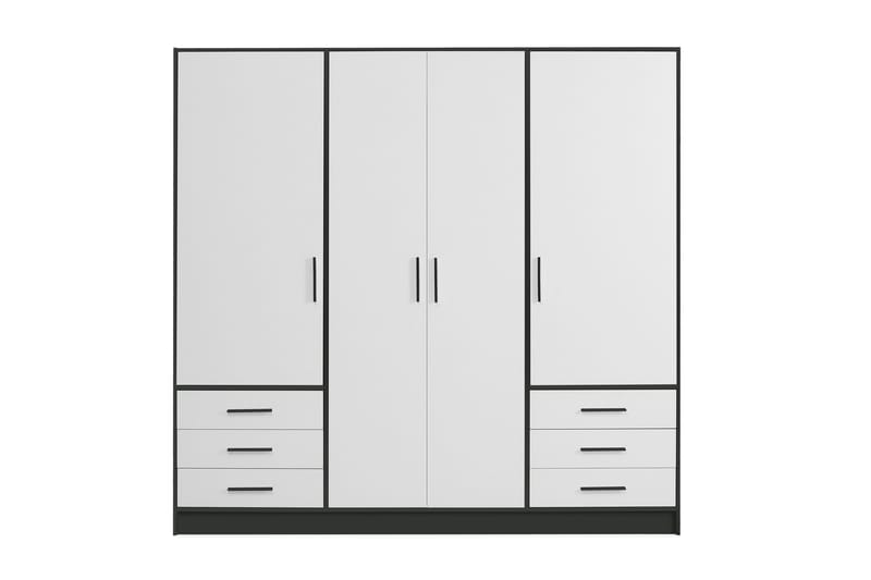 Garderob Lyoth 207 cm - Svart|Vit - Garderobsskåp - Garderober & garderobssystem