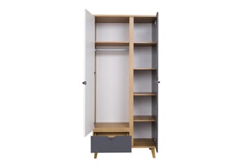 Garderob Lyseme 90 cm - Vit/Grå/Trä - Förvaring - Garderober & garderobssystem
