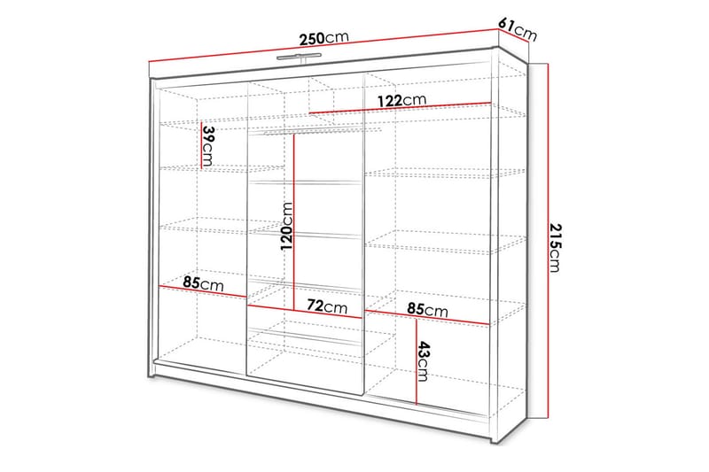 Garderob Malibu 250x61x215 cm - Beige - Förvaring - Garderober & garderobssystem