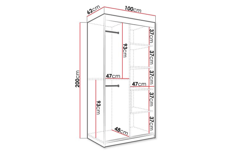 Garderob Marmesa 100 cm Marmormönster - Svart - Garderober & garderobssystem - Garderobsskåp