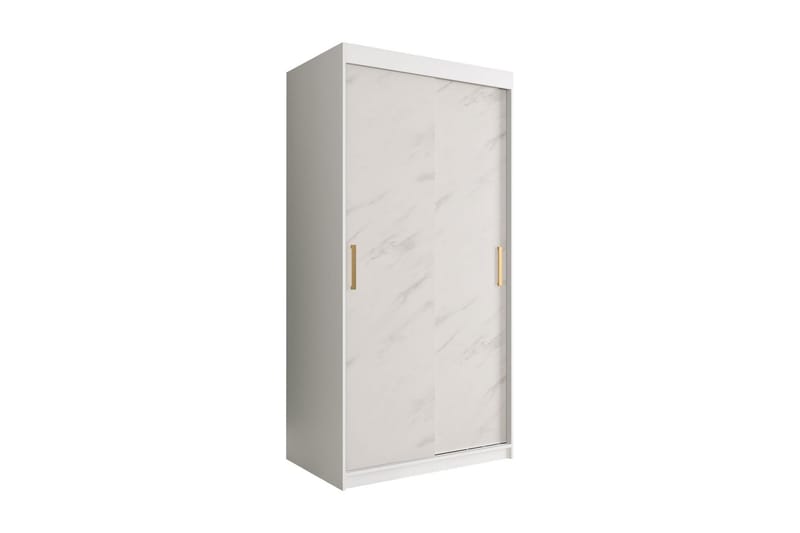 Garderob Marmesa 100 cm Marmormönster - Vit/Guld - Förvaring - Garderober & garderobssystem