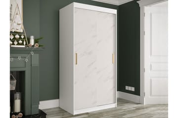 Garderob Marmesa 100 cm Marmormönster - Vit/Guld - Förvaring - Garderober & garderobssystem