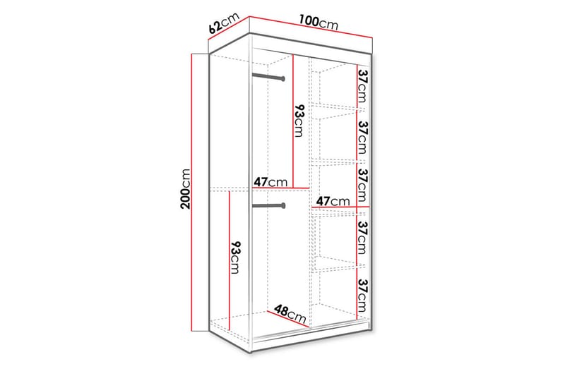 Garderob Marmesa 100 cm Marmormönster - Vit/Svart/Guld - Förvaring - Garderober & garderobssystem