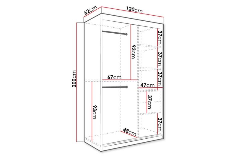 Garderob Marmesa 120 cm Marmormönster - Svart - Garderober & garderobssystem - Garderobsskåp