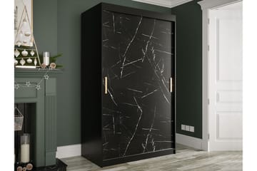Garderob Marmesa 120 cm Marmormönster - Svart - Förvaring - Garderober & garderobssystem