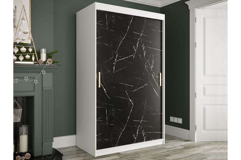 Garderob Marmesa 120 cm Marmormönster - Vit/Svart/Guld - Förvaring - Garderober & garderobssystem